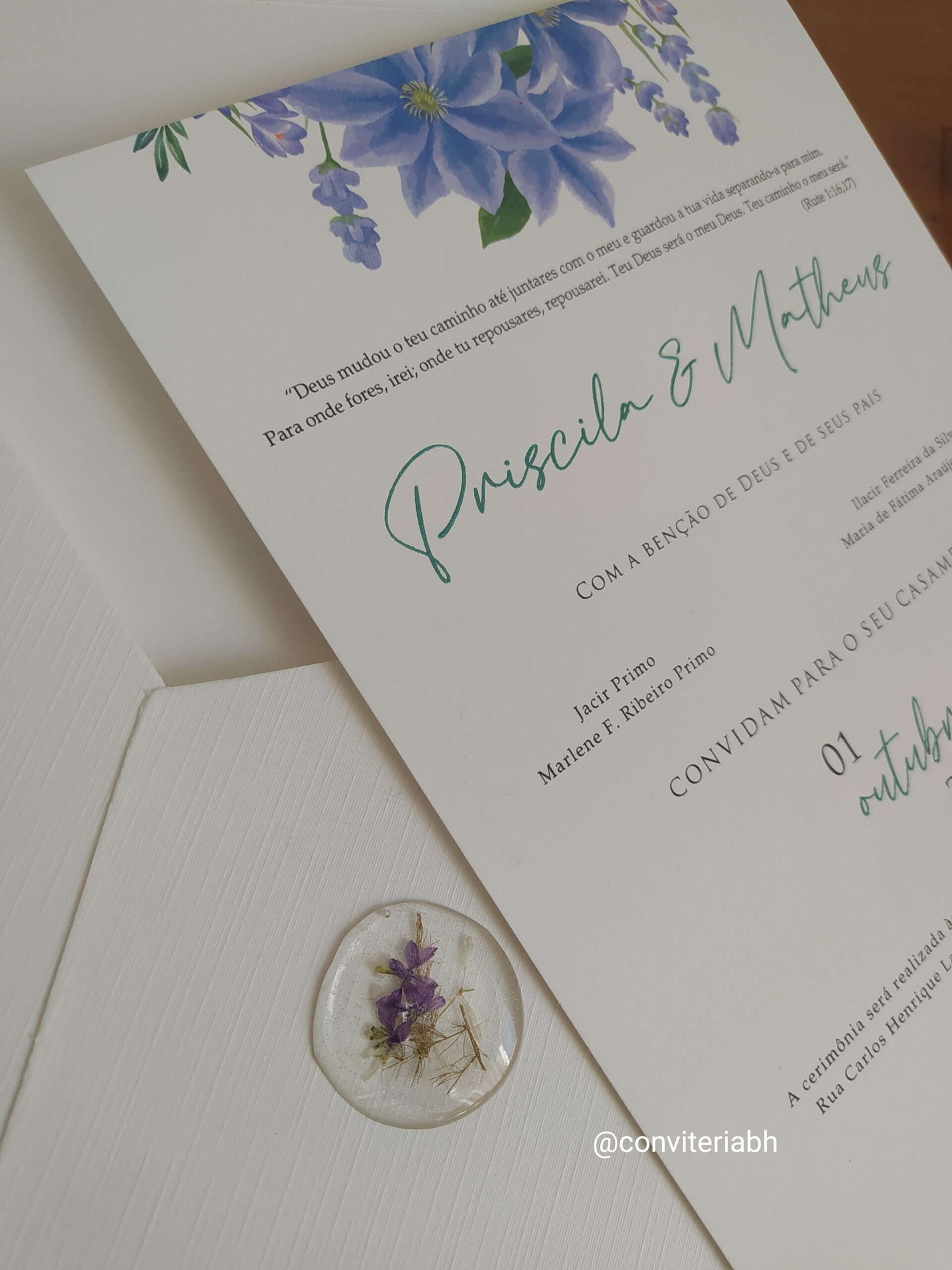 Convite casamento floral